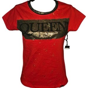 NWT Mystiq Queen Gold Splattered Short Sleeve Top
